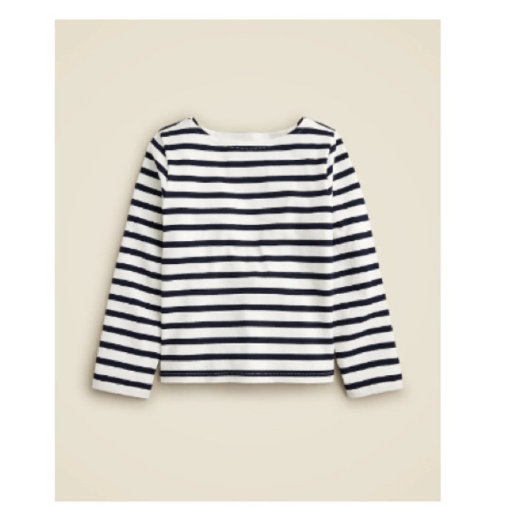 J. Crew Black and White Nautical Stripe Long Sleeve Tee